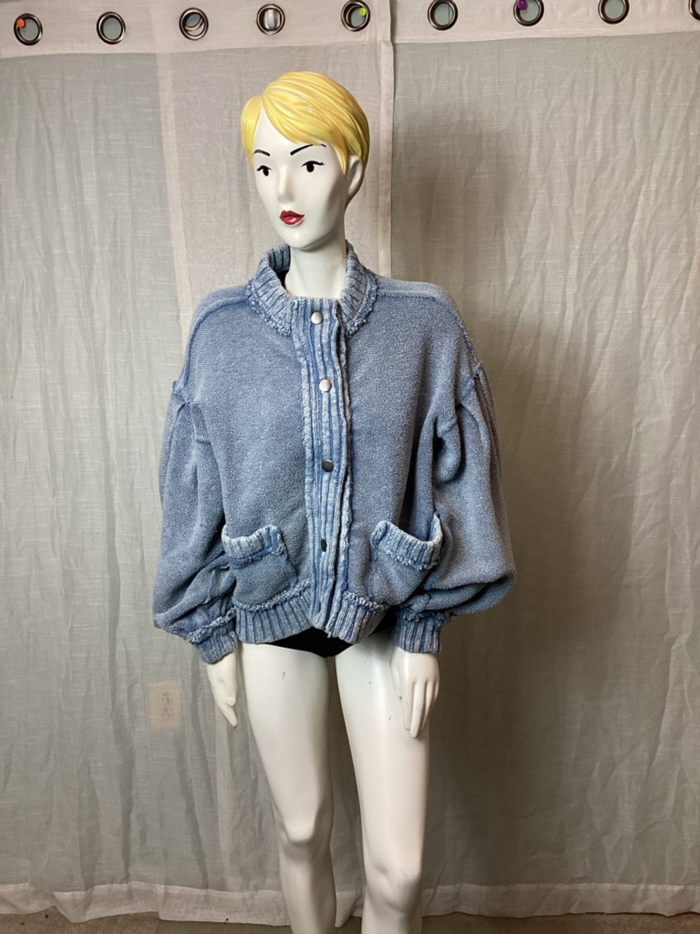 Free People: We the Free "Cute in This Cardi" Blue Cardigan; Size: S